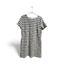 Ann Taylor Textured Stripe Short Sleeve Shift Dress Women’s M