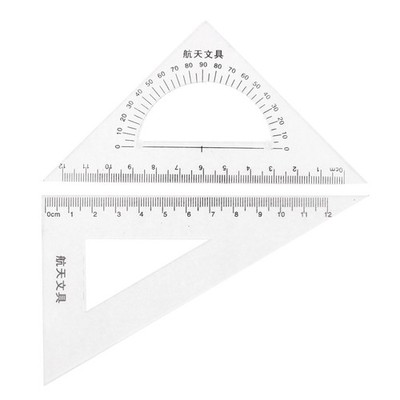   Plastic 30/60 45 Degree Triangle Rulers Protractor Drawing Set 2 Pcs