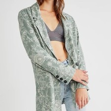 FREE PEOPLE BECKETT GREEN FLORAL OVERSIZED BLAZER SIZE Medium Boho