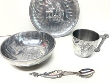 VINTAGE REED BARTON THE FLINTSTONES CHILDS SPOON CUP BOWL DISH SET