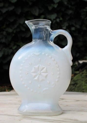 Vintage 1957 Jim Beam Whiskey Opalescent Milk Glass Empty Decanter Bottle Star