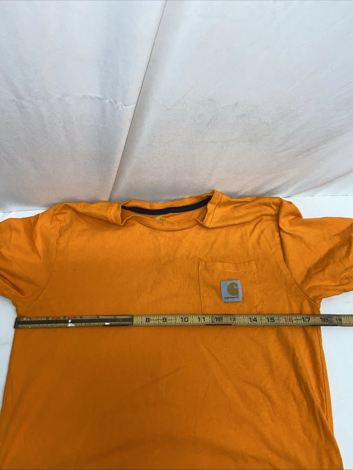 Carhartt Short Sleeve Pocket T-Shirt Tee Orange Boy’s Large L 14-16 - Image 4 of 4