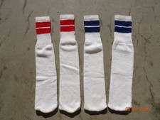 Pair Of 2 Vintage Striped Red  Blue High Socks