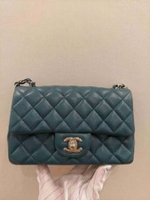 Chanel Medium Classic Flap Teal Green Caviar Leather Shoulder Crossbody Bag