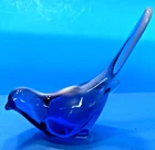 Fenton Art Glass Blue Opalescent Bird of Happiness Long Tail Sparrow Figurine