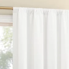 Kinnear Textured White Polyester 40 In. W X 84 In. L Rod Pocket Blackout Curtain