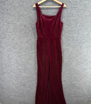 GB Dress Women M Medium Red Maxi Long Zipper Corduroy Sleeveless Lined Casual