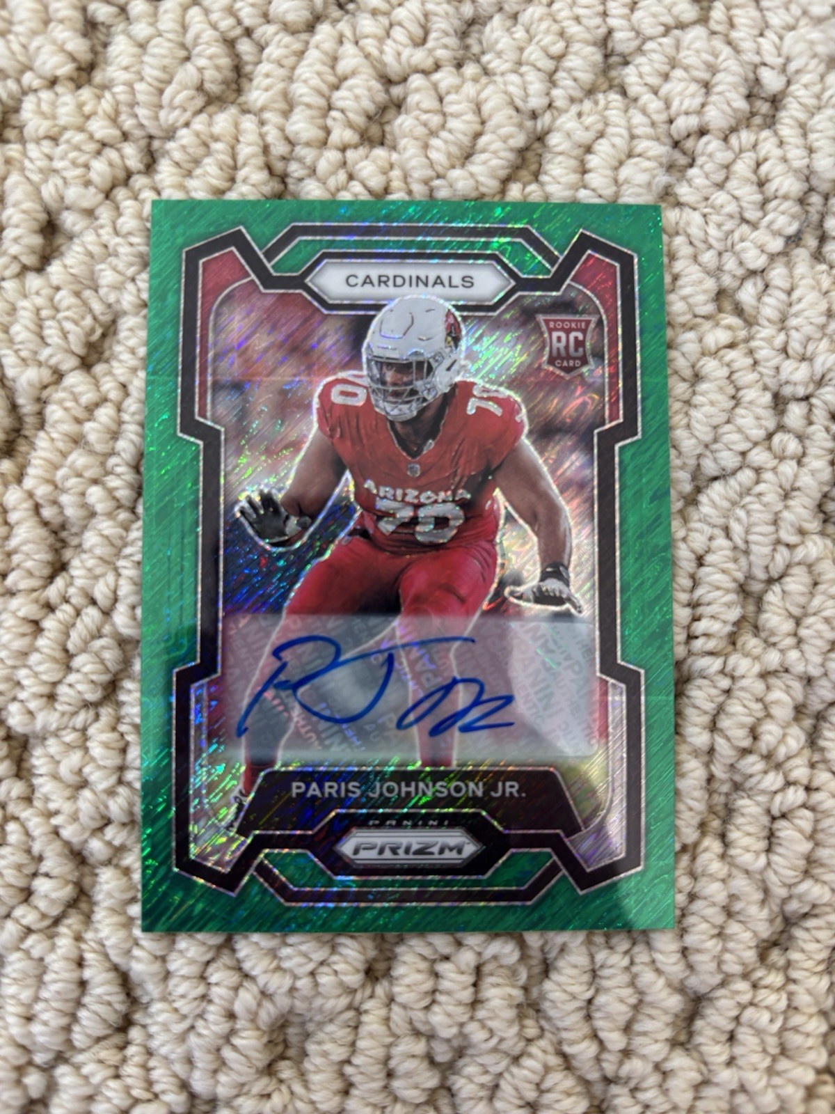 2023 Panini Prizm Paris Johnson Jr Green Shimmer FOTL Rookie Auto /5 304 Arizona