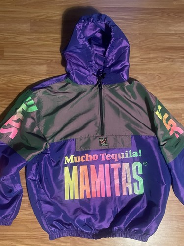VTG Surf Style Windbreaker Jacket Men XL One Size Iridescent Purple Hood Retro - Picture 2 of 8