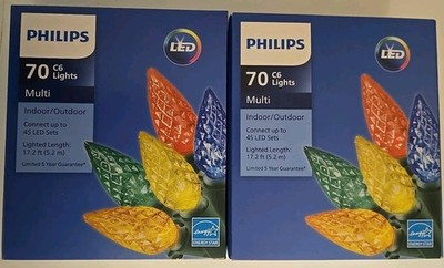 LOT Of 2!  Philips 70 C6 Mulitcolor LED Lights Christmas Decoration I/O NEW