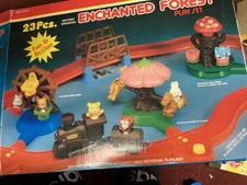 Vintage 1988 Enchanted Forest Play Set Train Amusement Park Rides 23 Pcs Bat Op