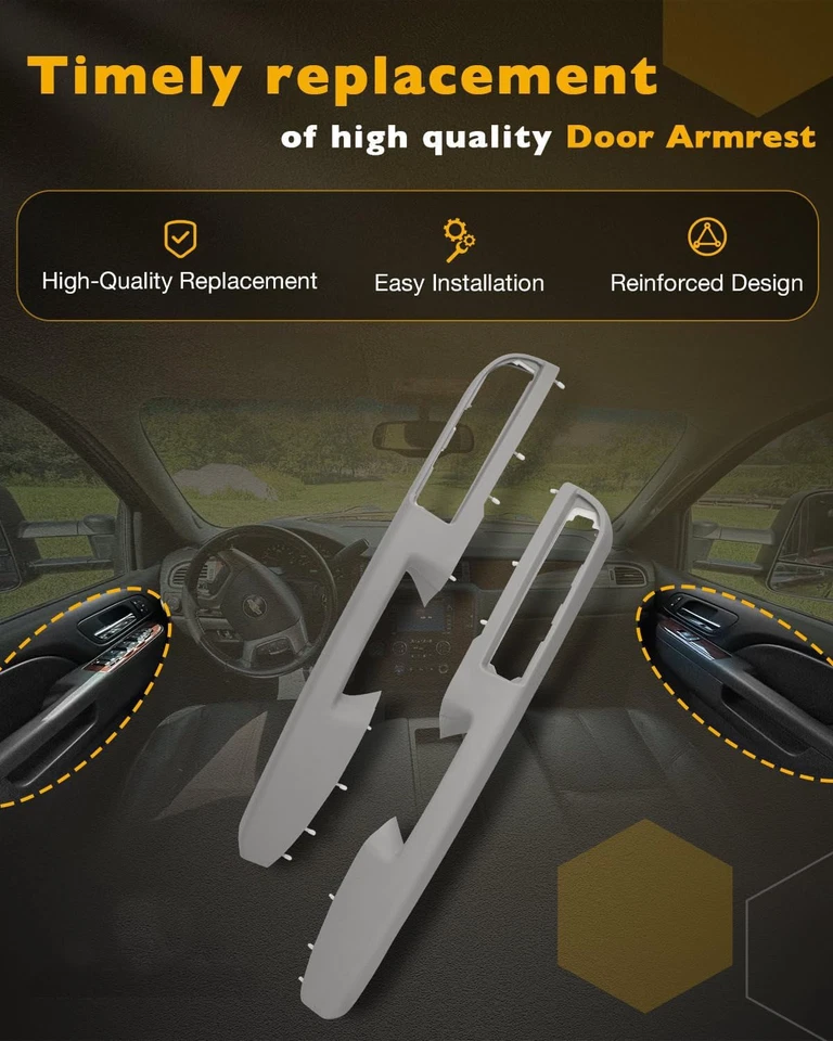 Passenger & Driver Armrest Repair Kit Fits 2010-14 Chevy Tahoe GMC Yukon XL Gray - Image 4 of 4