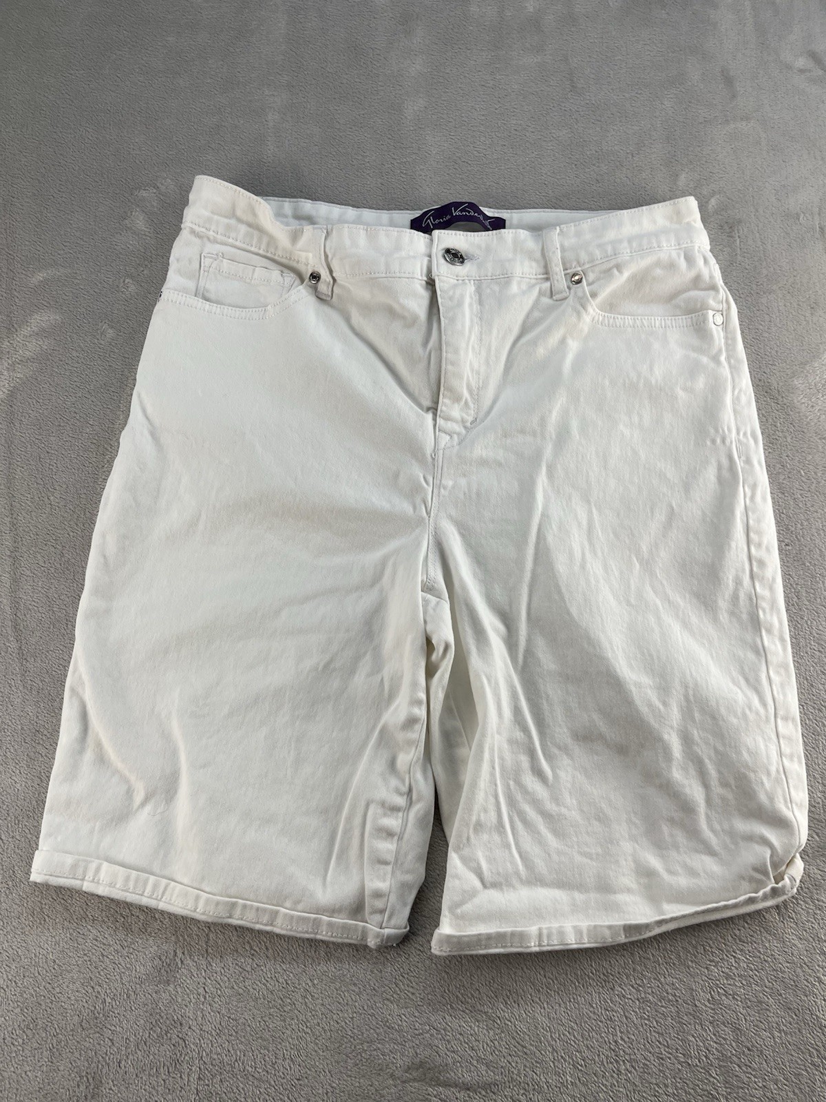 Gloria Vanderbilt Bermuda Shorts Womens 12 White Casual Cotton Blend