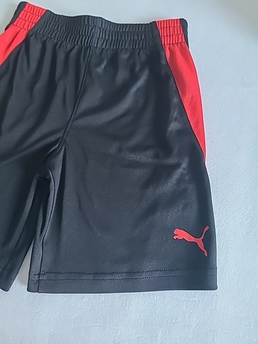 PUMA Boys 2-Piece Active Short Sleeve Shirt and Shorts Set Black And Red Size 5 - Picture 7 of 10