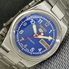 GENUINE VINTAGE SEIKO 5 AUTOMATIC 7009A JAPAN MENS BLUE COLOR DIAL WATCH a2159-U