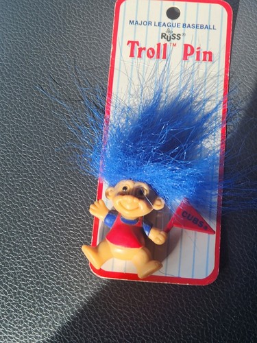Russ Chicago Cubs Blue Hair Troll Figure Pin New - Picture 1 of 3
