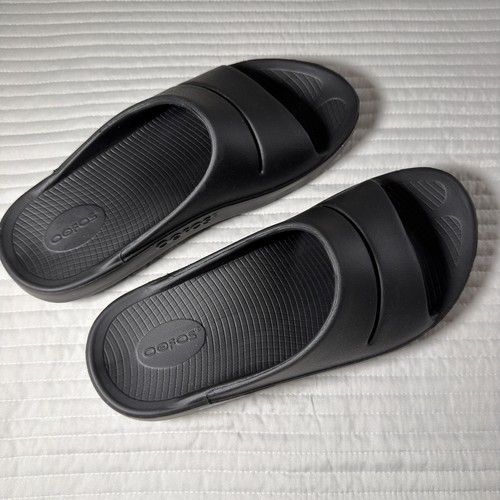 OOFOS OOahh Sport Flex Recovery Slide Sandal Men 10 Women 12 Black Comfort