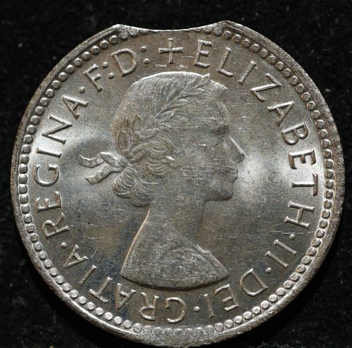 Australia 6 Pence 1962 Clip Error Silver Coin High Grade Rare Antique Rare - Picture 2 of 2