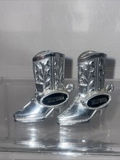 Vintage Metal Cowboy Boots Salt Pepper Shakers Japan