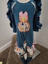 Boutique Style Fall Pumpkin Long Sleeve Romper Size 12 Months ADORABLE