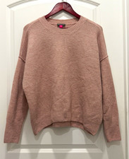 Vince Camuto Pink Women s Crewneck Knit Pullover Sweater Ribbed Trim Size S