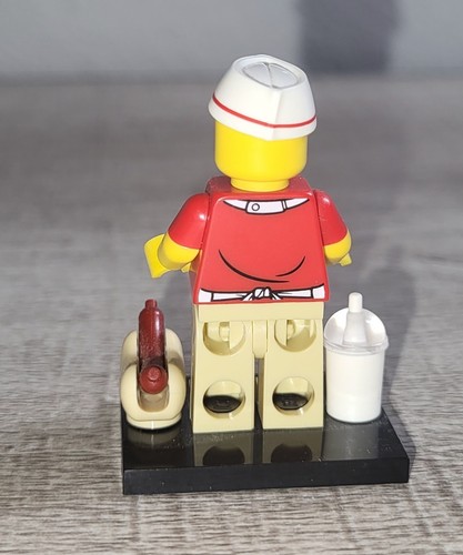LEGO Serie 17 Hot Dog Vendor Man 71018 Minifigura con Soporte y Batidor - Imagen 3 de 3