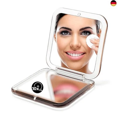 OMIRO Taschenspiegel mit Vergrößerung, 10-fache Vergrößerung, Kleiner Rei