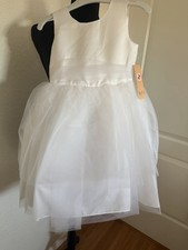 Tip Top Girls Flower Girl Dress White Tulle Size 4 Sleeveless Bow 5251