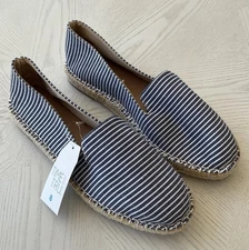 Women's Summer Slip On Shoes Blue & White Striped Nautical Time & Tru NWT Size 8
