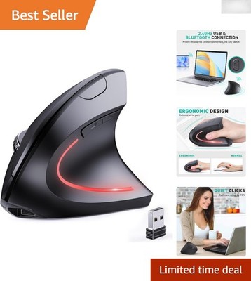 Ergonomic Bluetooth & 2.4GHz Wireless Mouse - 1000/1200/1600 DPI, Rechargeable