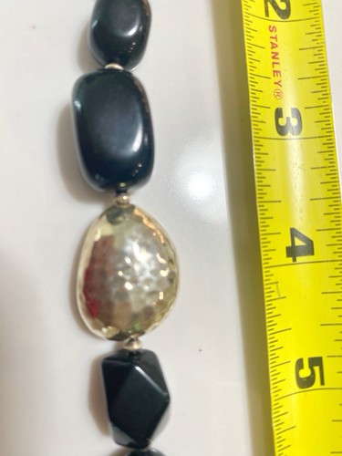 SILPADA Sterling Silver Black Quartz Bead Hammered Magnetic clasp Bracelet B1328 - Picture 5 of 7