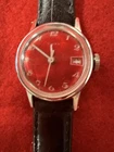 Vintage Timex Ladies Watch, Mwchanical, Red Dial, Silver Tone, Runs