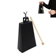 Metal Iron Cowbell 7 inch,Steel Cow Bells Large Noise Makers Hand Black