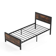 Twin Size Metal Bed Frame with Headboard  Footboard Metal Slats Support