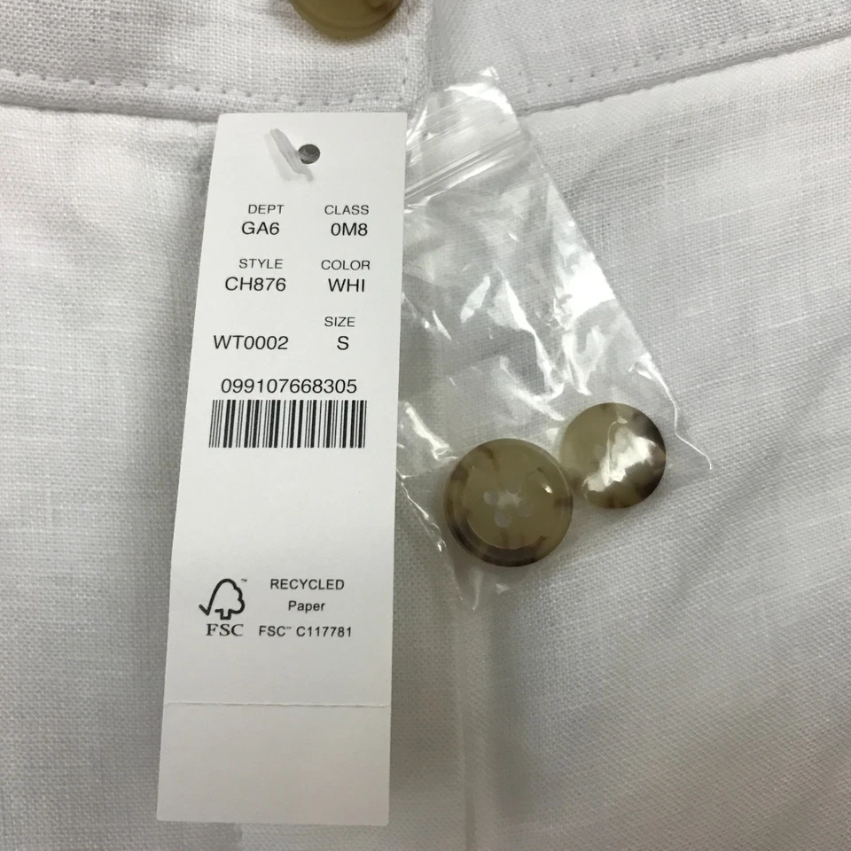 Pantalones cortos para mujer J.Crew blancos 100 % lino talla S nuevos con etiquetas Foto 2 de 4