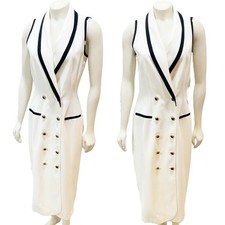 Danny & Nicole White With Black Trim Sleeveless Blazer Dress Size 10