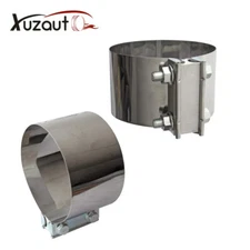 2PCS 5" Inch Stainless Steel Butt Joint Band Exhaust Clamp Sleeve Coupler T304