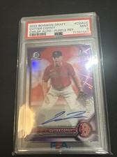 2022 Bowman Draft Chrome Cutter Coffey Purple Refractor 1st Auto /250 PSA 9