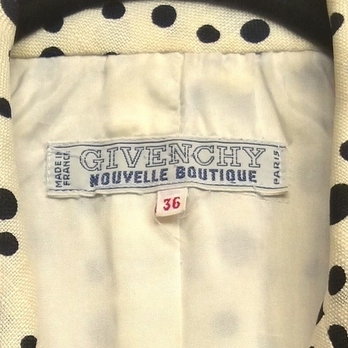 Givenchy Nouvelle Boutique Vintage Jacket Ivory White w/ Black Polka Dots Size 6 - Picture 5 of 5
