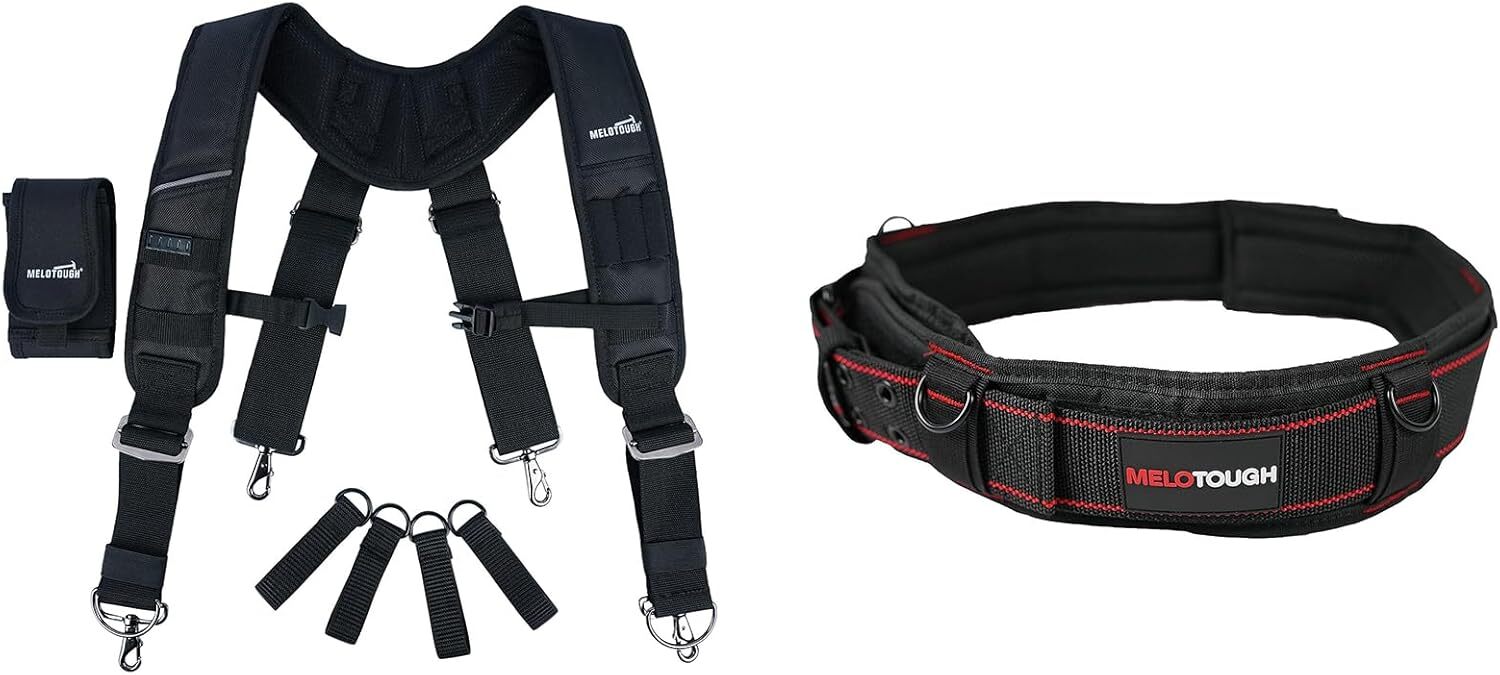 MELOTOUGH Tool Belt Suspenders Construction Bag Suspenders Heavy Duty Padded Wor