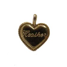 Vintage Gold Heart Pendant with etched name - HEATHER