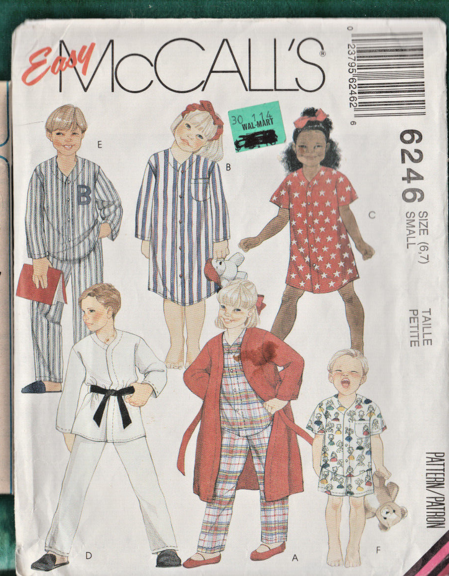 Kids sleep clothes McCalls 6246 - Robes /  PJ's / gowns = boys - girls size 6 -7