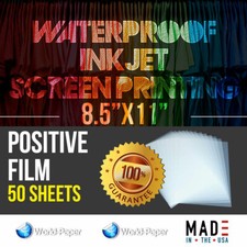 8.5"x11"WATERPROOF Inkjet Quick Dry Milky Transparency-Clear Film 50 SheetsUSA 1