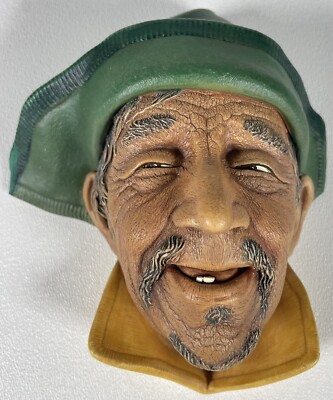 Vintage Bossons Chalkware Head Wall Plaque - ''Sardinian'' 1961 Congleton England