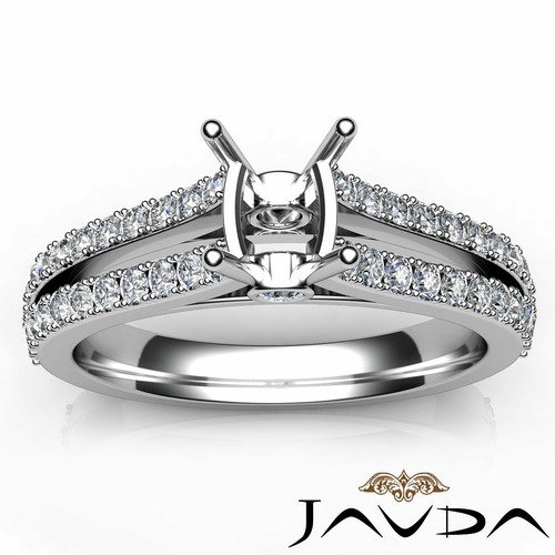 Cushion Semi Mount Ring Double-Prong Diamond Engagement Split Shank Set 0.65Ctw. - Picture 7 of 29