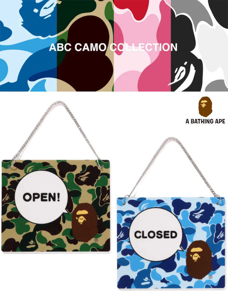 【A BATHING APE】売切れ間近☆TRADITIONAL JAPANESE PATTERN A Bathing Ape Hanging Open Closed Signboard 2024 FW Model