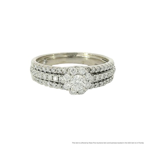 59 Diamond Triple LEO Cut Diamond 14k White Gold Halo Engagement Wedding Ring - Picture 9 of 11