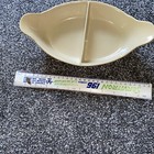 Vintage Farmhouse Style Oval 2 sectional Dish Brown Glazed