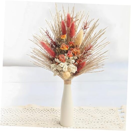 Dried Flowers with Vase,Dried Pampas Grass Bouquet, Wedding Table Decor, Boho-image