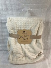 Adirondack Baby Blanket Square Embossed Cream White Plush Security Lovey 30"x40"